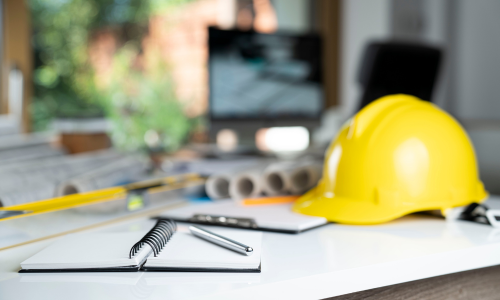 Contractor supplies spread across a table